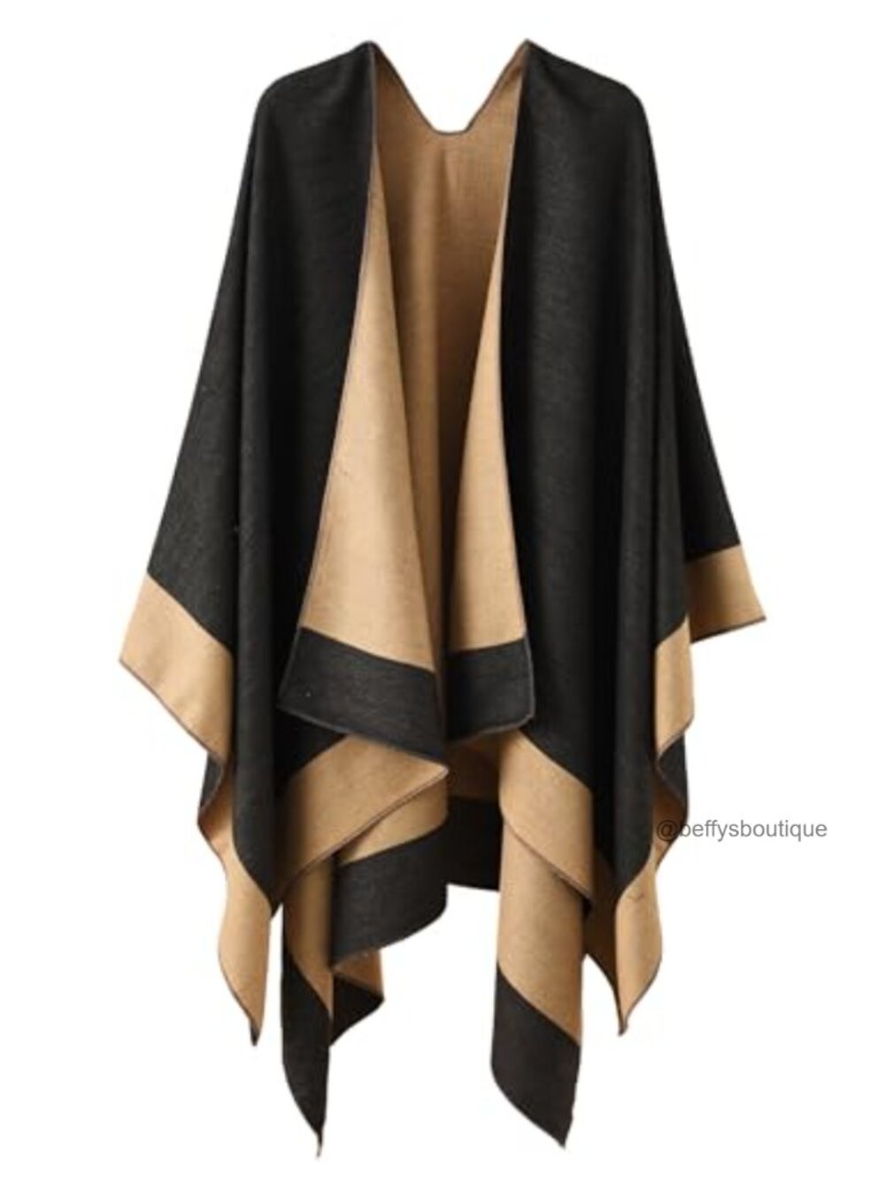 Reversible Poncho Shawl Wrap Cape Open Front Women Soft Warm